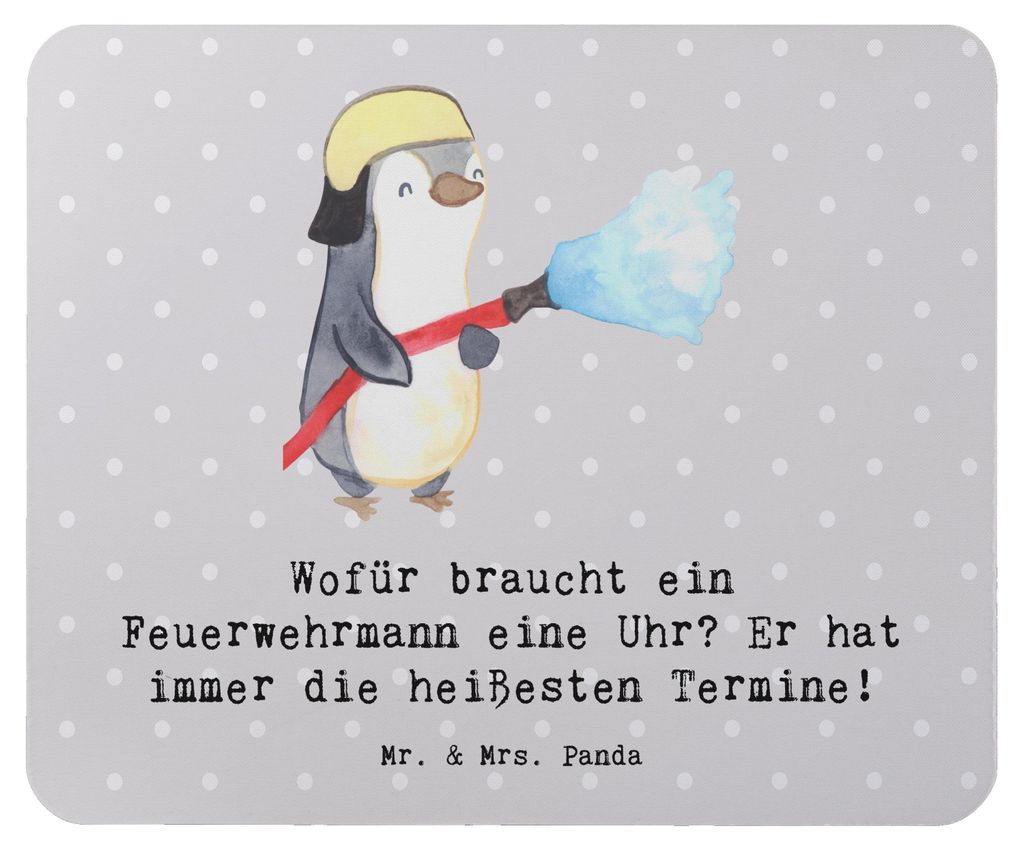 Mr. & Mrs. Panda Mauspad Feuerwehrmann Termine - Grau Pastell - Geschenk, Mousepad, Brände bekämpfen, Beruf, tägliche Routine, Geschenke für Be...