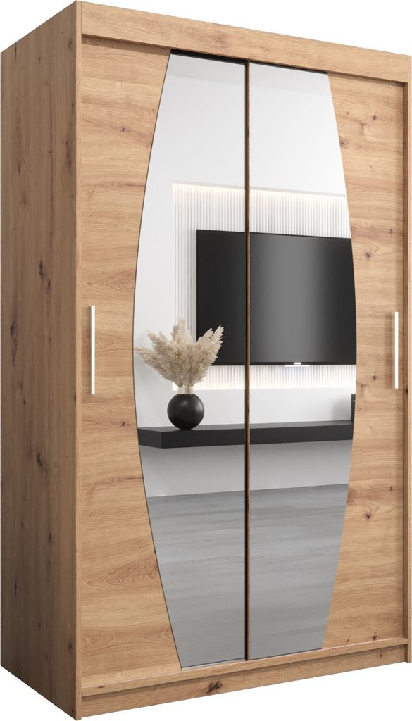 Kleiderschrank, Schiebetürenschrank Schlafzimmer, Schrank mit Spiegel ELYPSE 120 cm