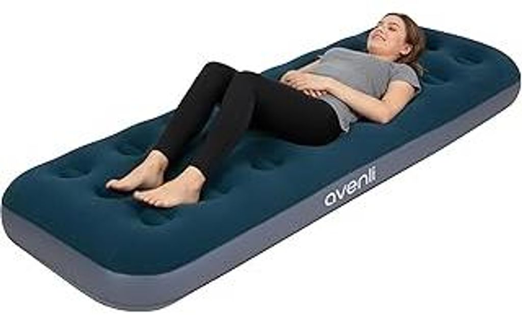 AVENLI Luftmatratze Luftbett Camping mit eingebauter Fußpumpe für 1 Person 191x73x22cm aufblasbare Matratze Gästebett weiche Liegefläche mit be...