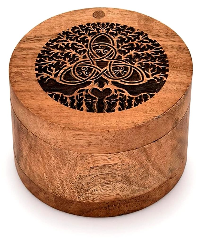 Gewürzregal aus Akazienholz, runde Salzbox mit Deckel für Salz, Gewürze und Kräuter, Aufbewahrung für die Küche, Arbeitsplatte (8,9 x 8,9 x 6...