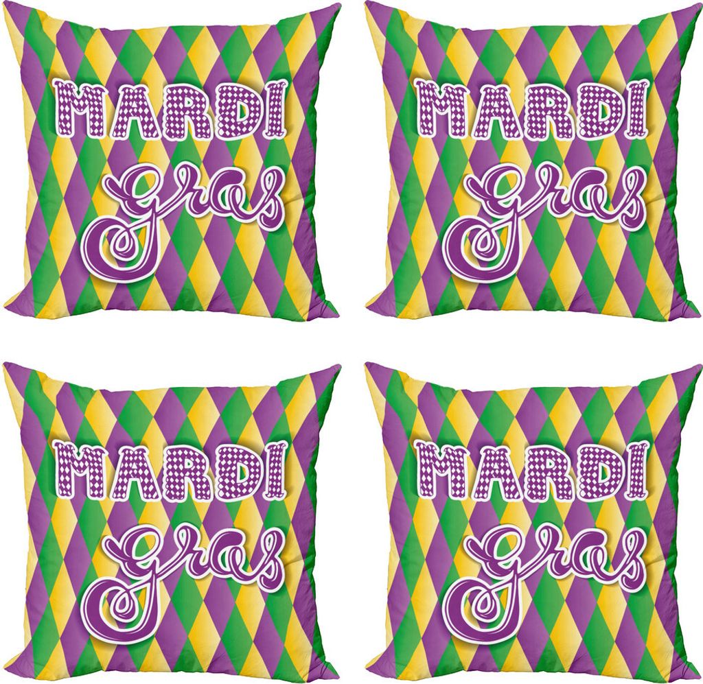 ABAKUHAUS Karneval Kissenbezug Set (4 Stück), Klassik, Moderner Doppelseitiger Digitaldruck, 40 cm x 40 cm, Fern Green Marigold
