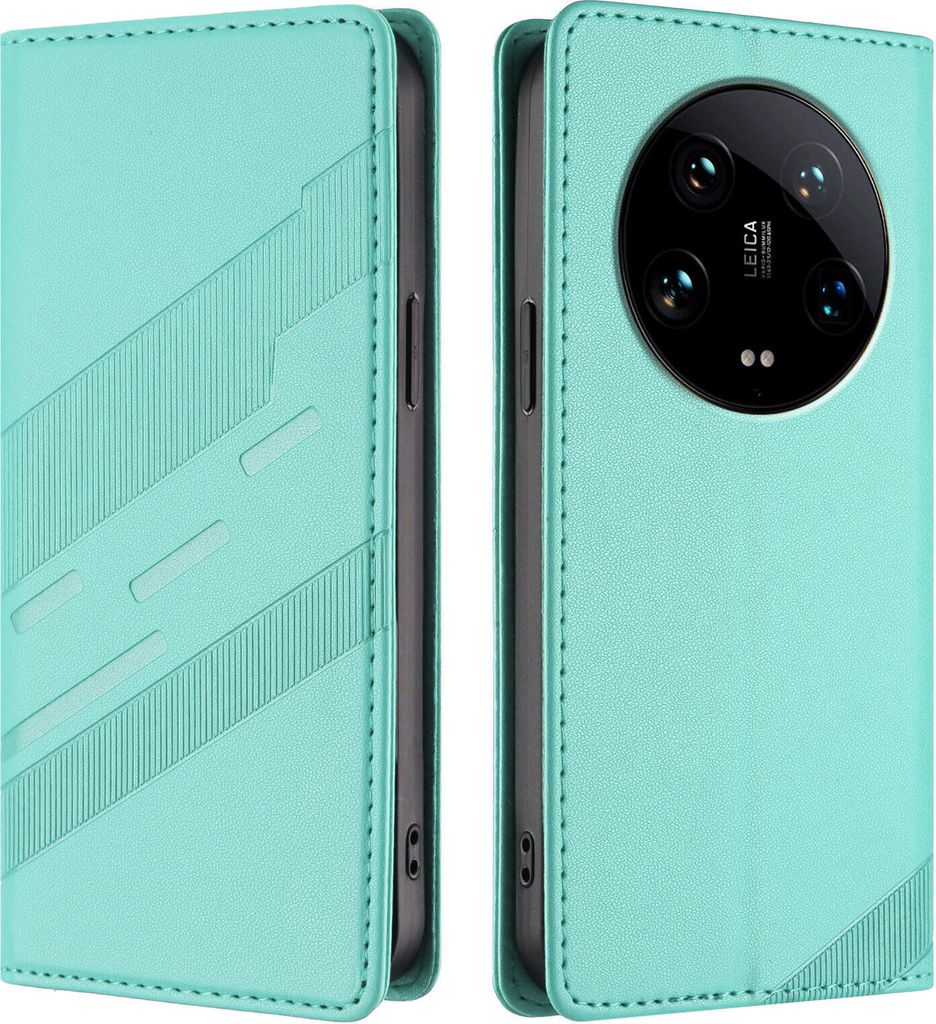 Hülle für Xiaomi 14 Ultra, Kunstleder Brieftaschen Handyhülle mit Kartenfach und Standfunktion Türkis