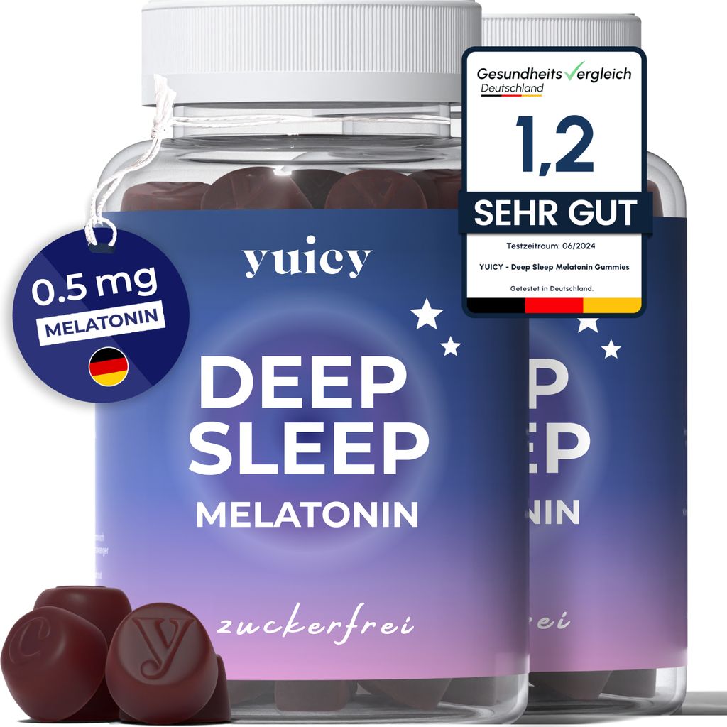 Melatonin - Gummibärchen - Zum Einschlafen - Zuckerfrei & Vegan - yuicy® Deep Sleep