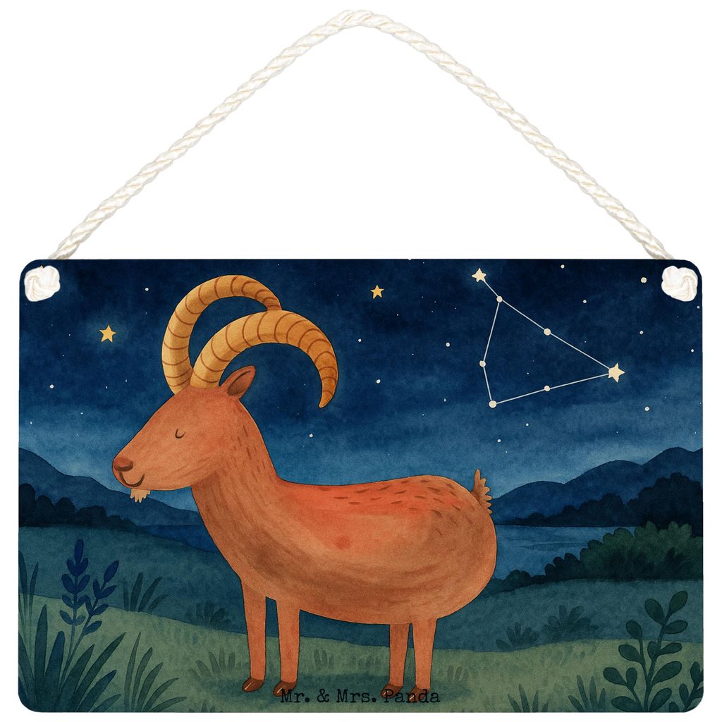 Mr. & Mrs. Panda Schild Sternzeichen Steinbock Design DIN A4 - Weiß - Geschenk, Steinböcke, Dekoschild, Geburtstag Januar, Türschild, Bock, Deze...