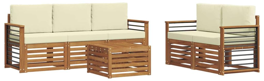 vidaXL Sofagarnituren 6 pcs Natur und Creme Massivholz Akazie