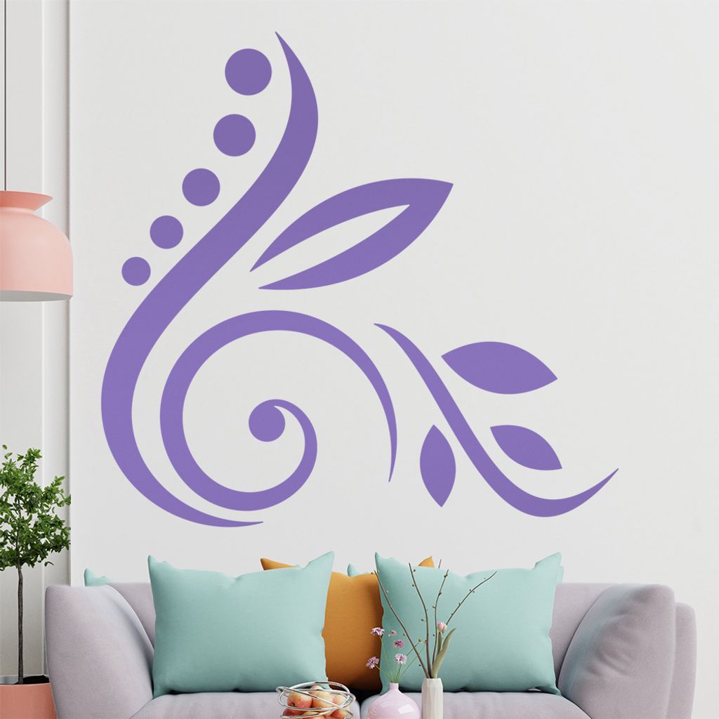 Blüte - Linien Punkte Wandtattoo in 6 Größen - Wandaufkleber Wall Sticker - Dekoration, Küche, Wohnzimmer, Schlafzimmer, Badezimmer
