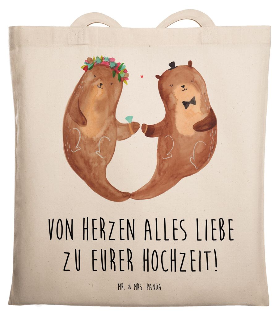 Mr. & Mrs. Panda Beutel Hochzeit Otter - Transparent - Geschenk, Uni Tasche, Hochzeitsgeschenk, Einkaufstüte, Hochzeitskarte, Zur, Schultasche, Ho...