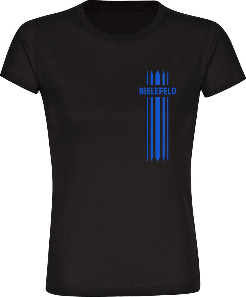 multifanshop Damen T-Shirt - Bielefeld - Streifen, schwarz, Größe S