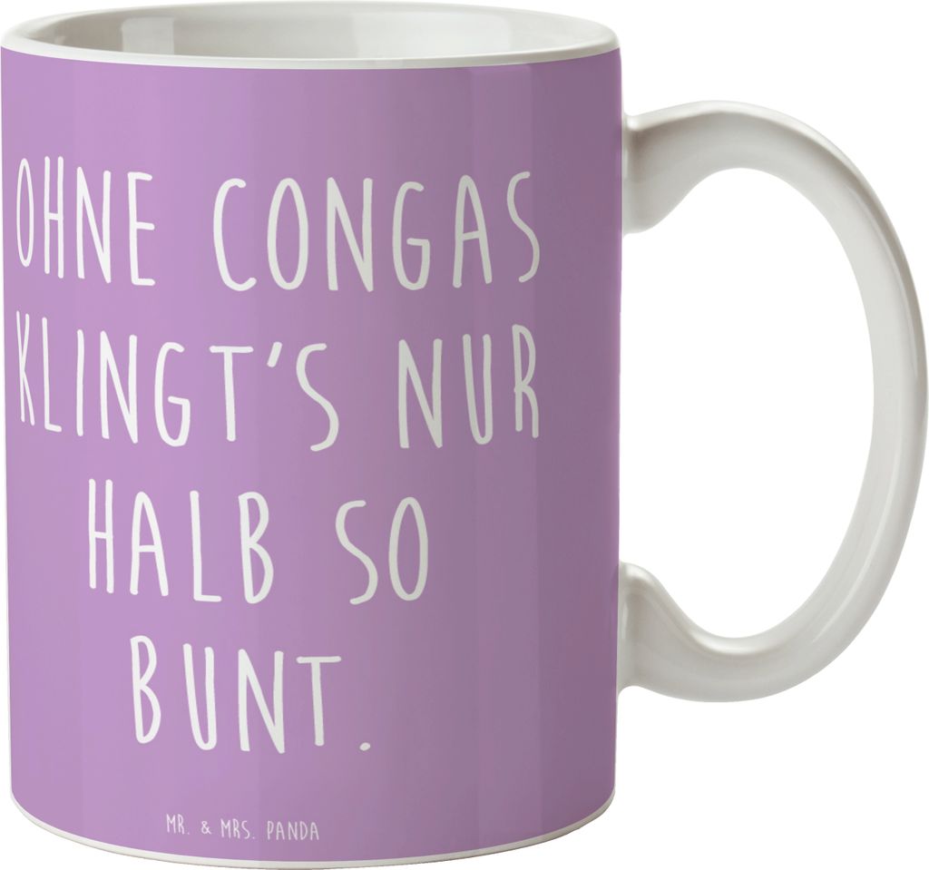 Mr. & Mrs. Panda Kaffeetasse Bunte Congas - Lavendeltraum - Geschenk, Instrument, Tasse, Musiker, Lernen, Handtrommeln, Instrumente, Musik, Bedruck...
