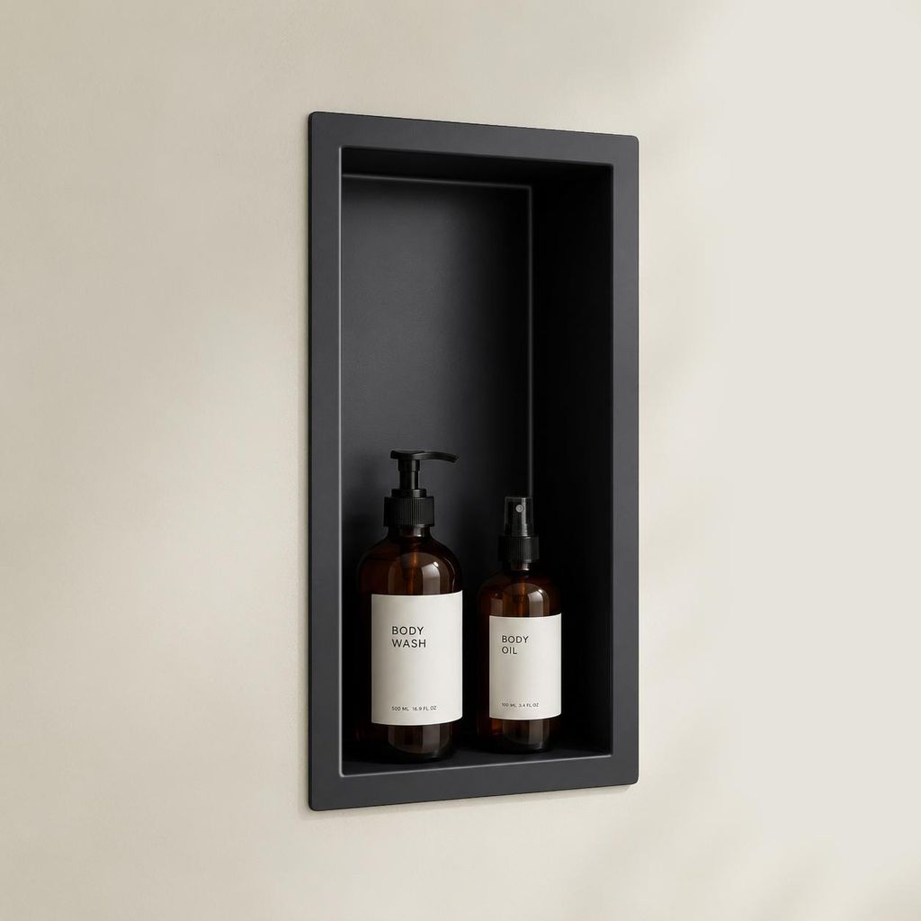 doporro Niche de Douche à Carreler Noir 15x30cm Étagère Image du produit 