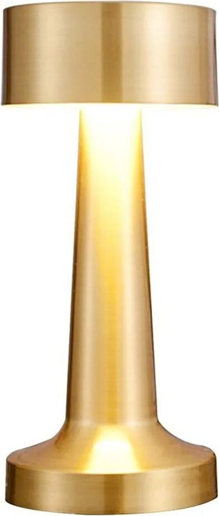 Tischlampe,Kabellos Dimmbar Tischleuchte,Led Tischleuchte Metall,Touch Steuerung Augenschutz Leselampe,USB Wiederaufladbare,Warmweiß,Gold