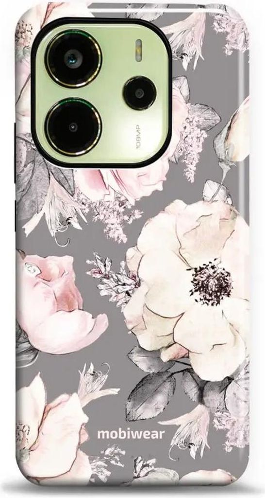 Handyhülle für Xiaomi Redmi Note 14 4G, Mobiwear Elite Pro, Rosa-Blumig