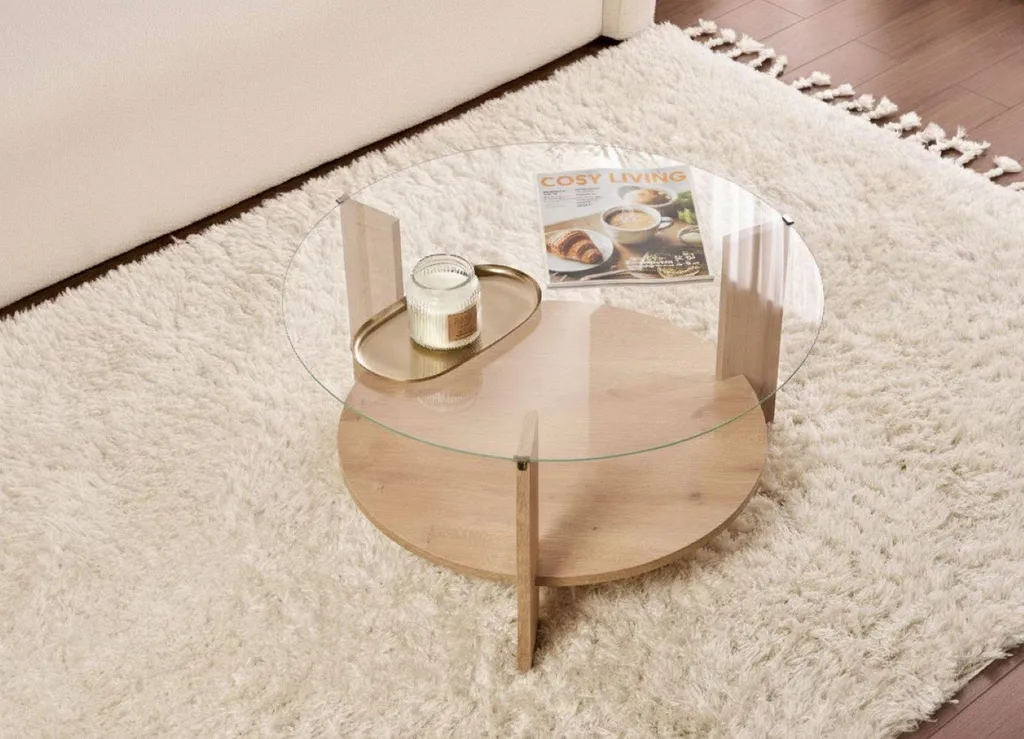 Petite Table Basse Ronde 75cm Chêne Marron pour Salon Convivial - 5