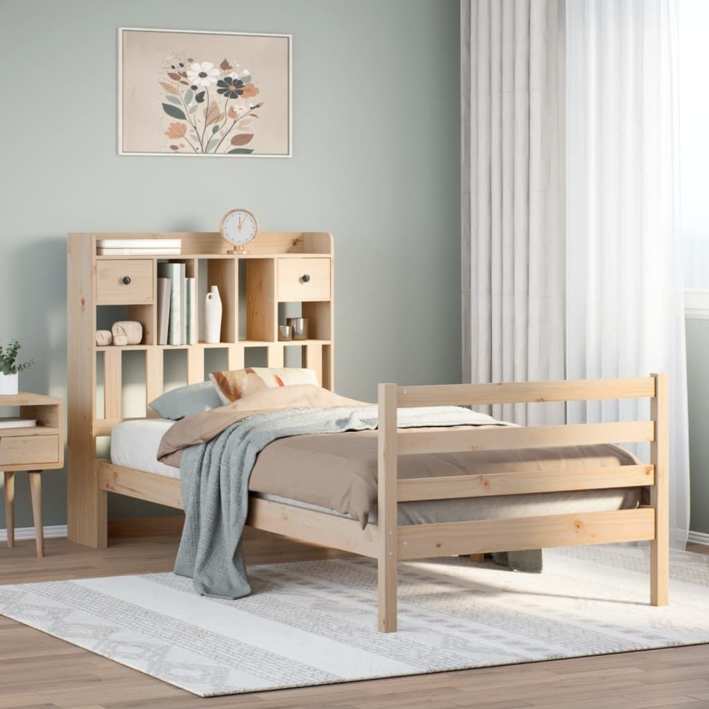 Maison Exclusive - Massivholzbett mit Regal ohne Matratze 100x200 cm Kiefer