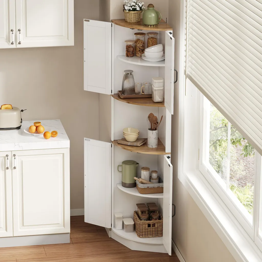 Armoire d'angle à 5 compartiments avec protection anti-basculement Merax