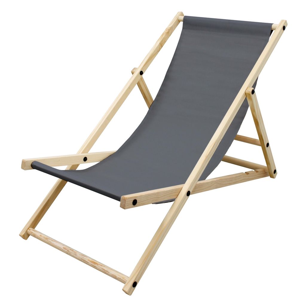 ECD Germany Liegestuhl klappbar aus Holz, Anthrazit, bis 120kg, 3 Liegepositionen, Sonnenliege Gartenliege Relaxliege Strandliege Strandliegestuhl