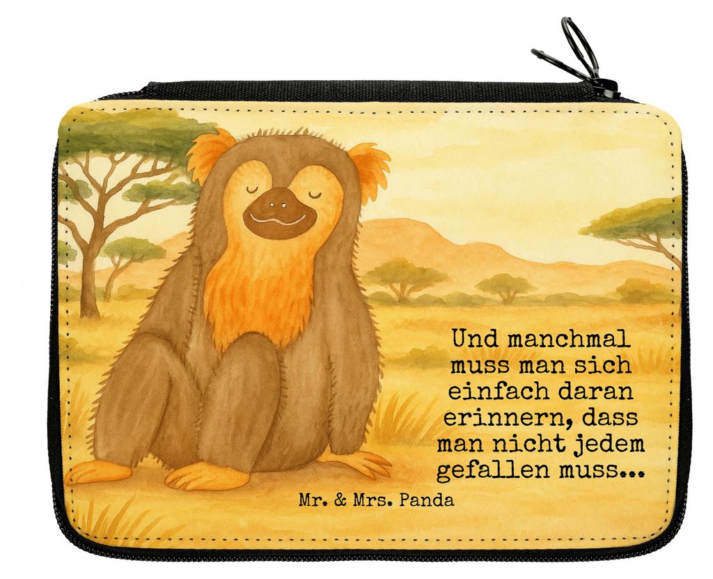 Mr. & Mrs. Panda Mäppchen Affe Design - Weiß - Geschenk, Respekt, Liebe, Etui, für Stifte, Motivation, Schlampermäppchen, Schreibmappe, Affen, ...