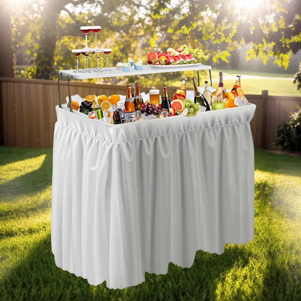 Table d'appoint avec bac à glace pour buffet extérieur et camping - 3
