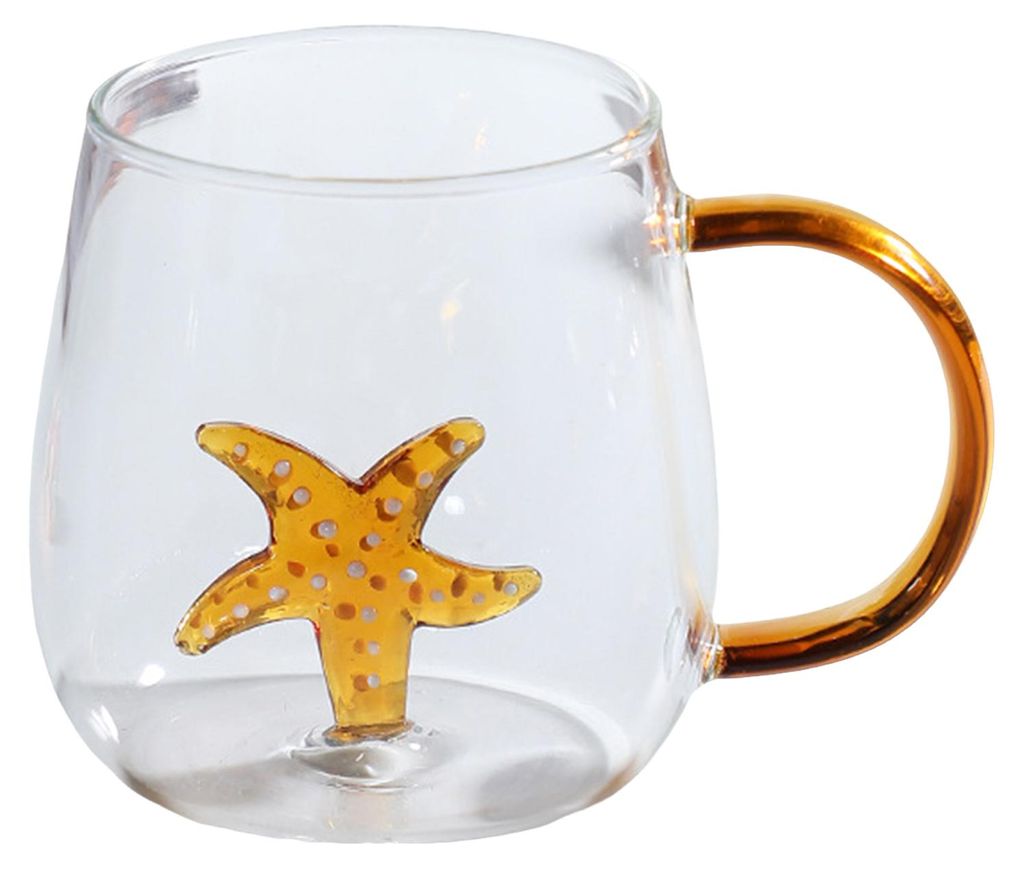 Handgefertigter Glasbecher in Tier- und Pflanzenform, transparenter Wasserbecher, niedlicher Kaffee- und Milchgetränkebecher mit farbenfrohem Henkel