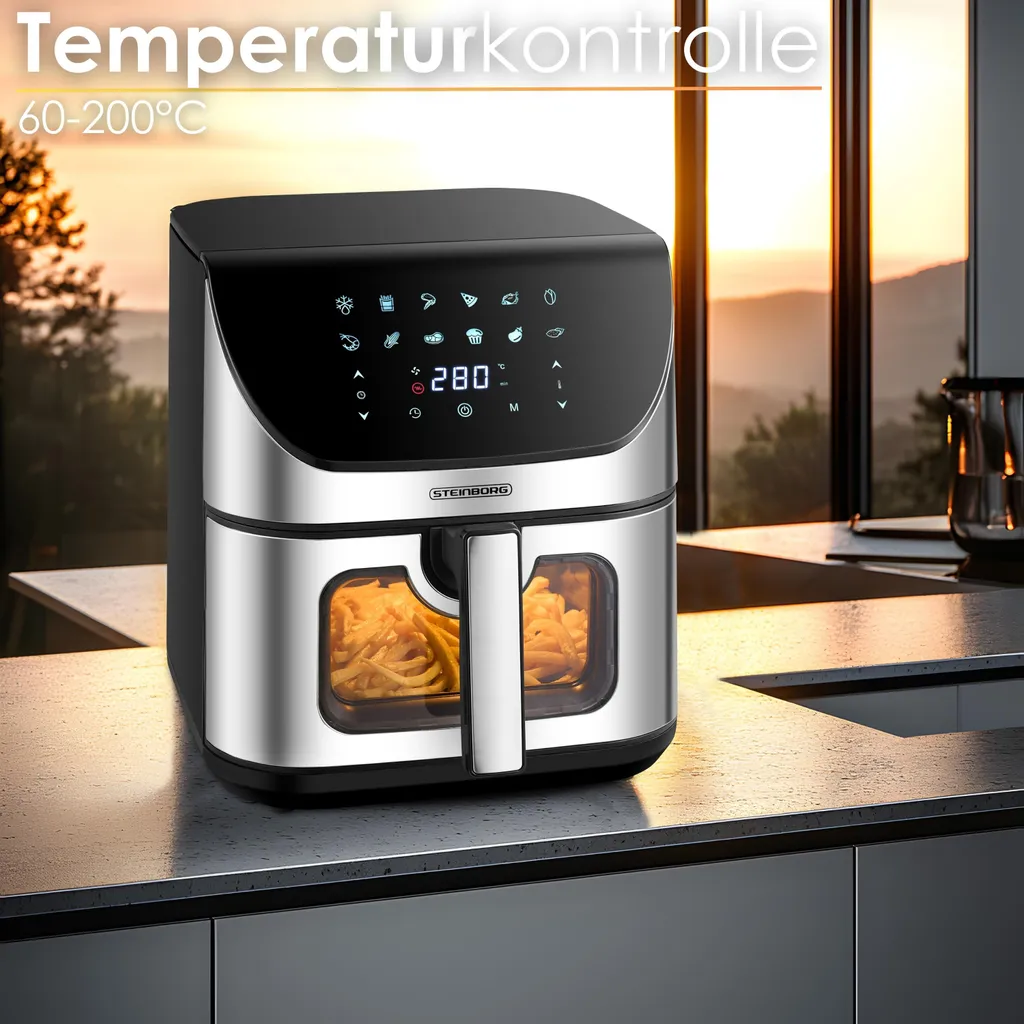 Steinborg Air Fryer 8L 4-in-1 | Friggitrice Aria Professionale Inox - 2