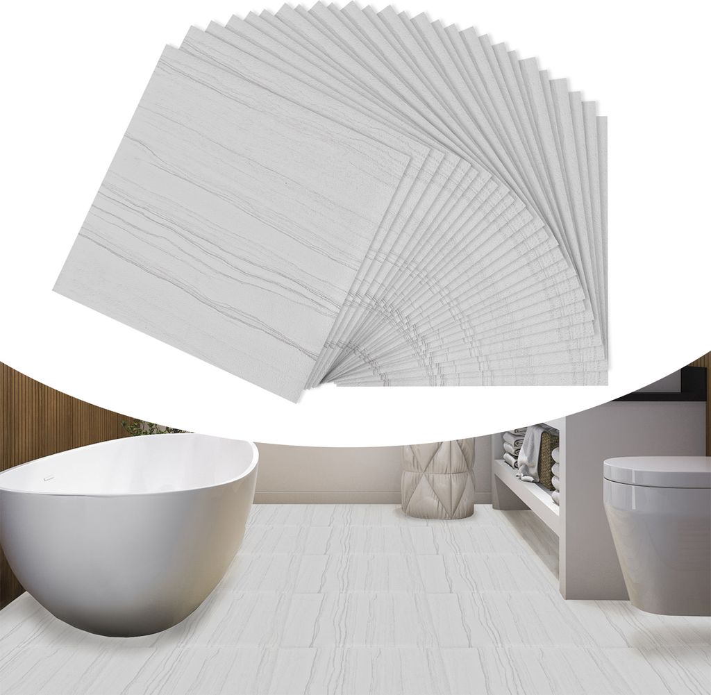 LARS360 27 Stück Selbstklebender Vinylboden 30 x 30 cm, Wasserfester PVC-Boden mit 3D-Holzmaserung, ca. 2,5 m² - Eiche Optik Natur