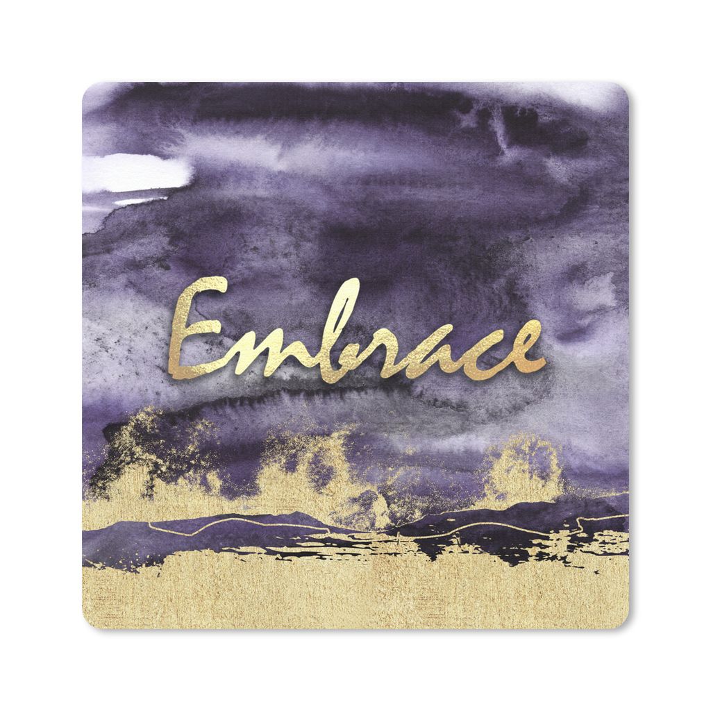 MuchoWow Mauspad Mousepad Zitat - Stofftier - Lila - Gold 30x30 cm - Mousepads - Maus Mat - Pad - Mausunterlage - Gaming