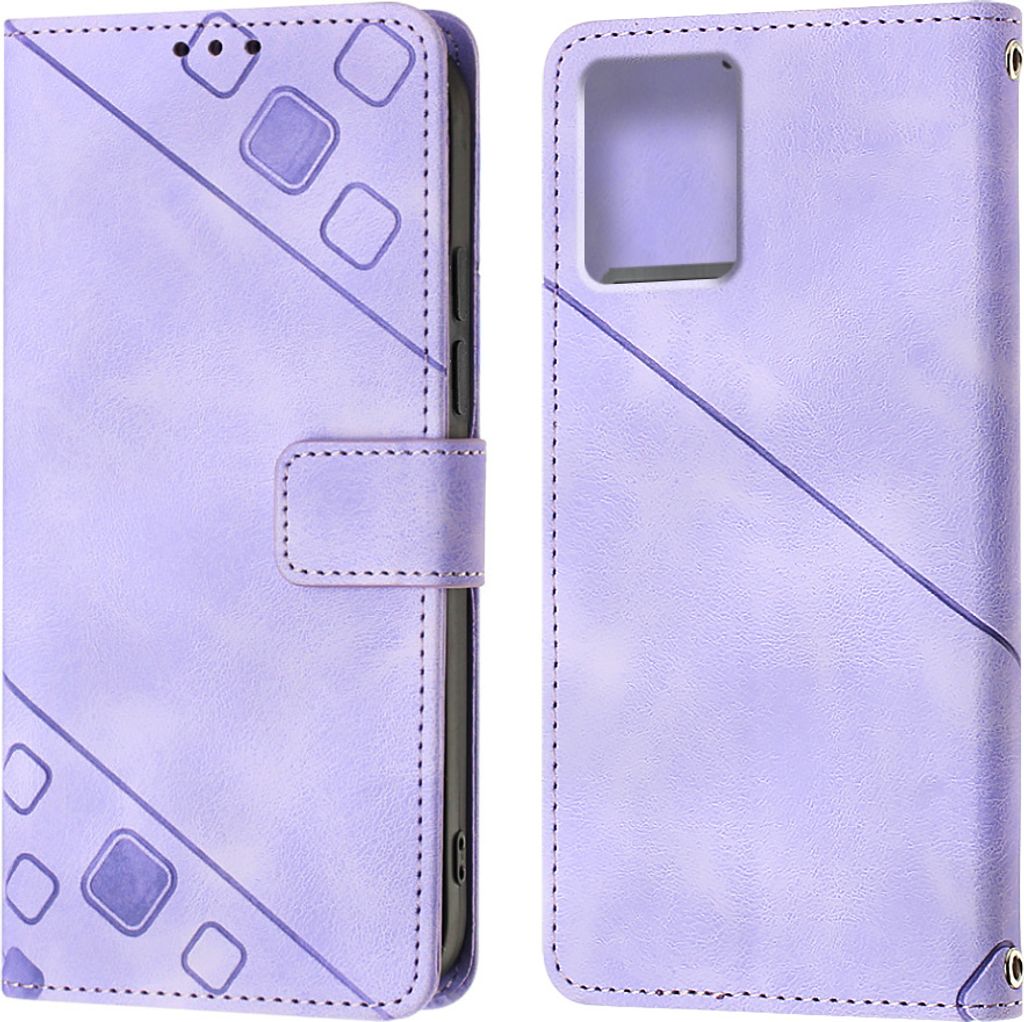 Hülle für Motorola Moto G 5G 2023 Prägung Flip Leder Brieftasche Schutzhülle mit Ständer Lila