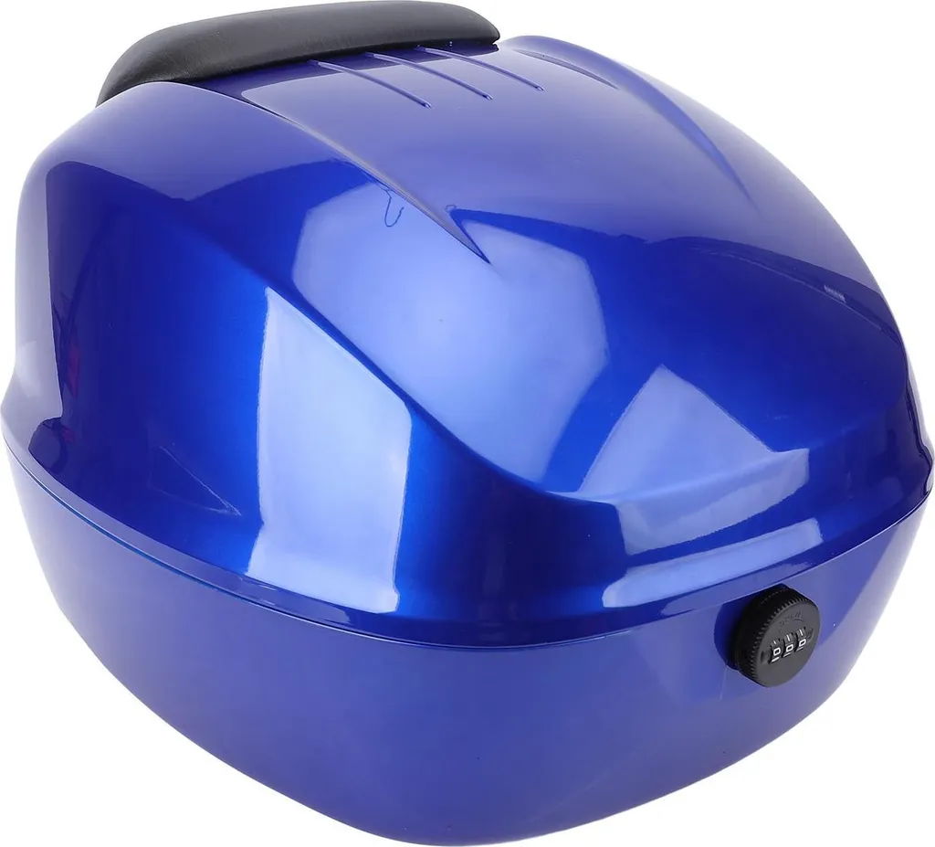 Top Case Moto avec Serrure à Combinaison et Support ABS Bleu Royal