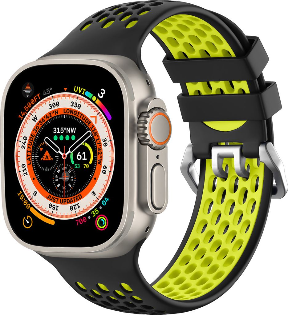 Strap-it Apple Watch Sport Schnallenarmband (Schwarz/Gelb)