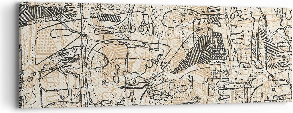 Bild auf Leinwand - Leinwandbild - Einteilig - Graffiti Kritzeleien Zeichnen - 90x30cm - Wand Bild - Wanddeko - Wandbilder - Leinwanddruck - Bilder...