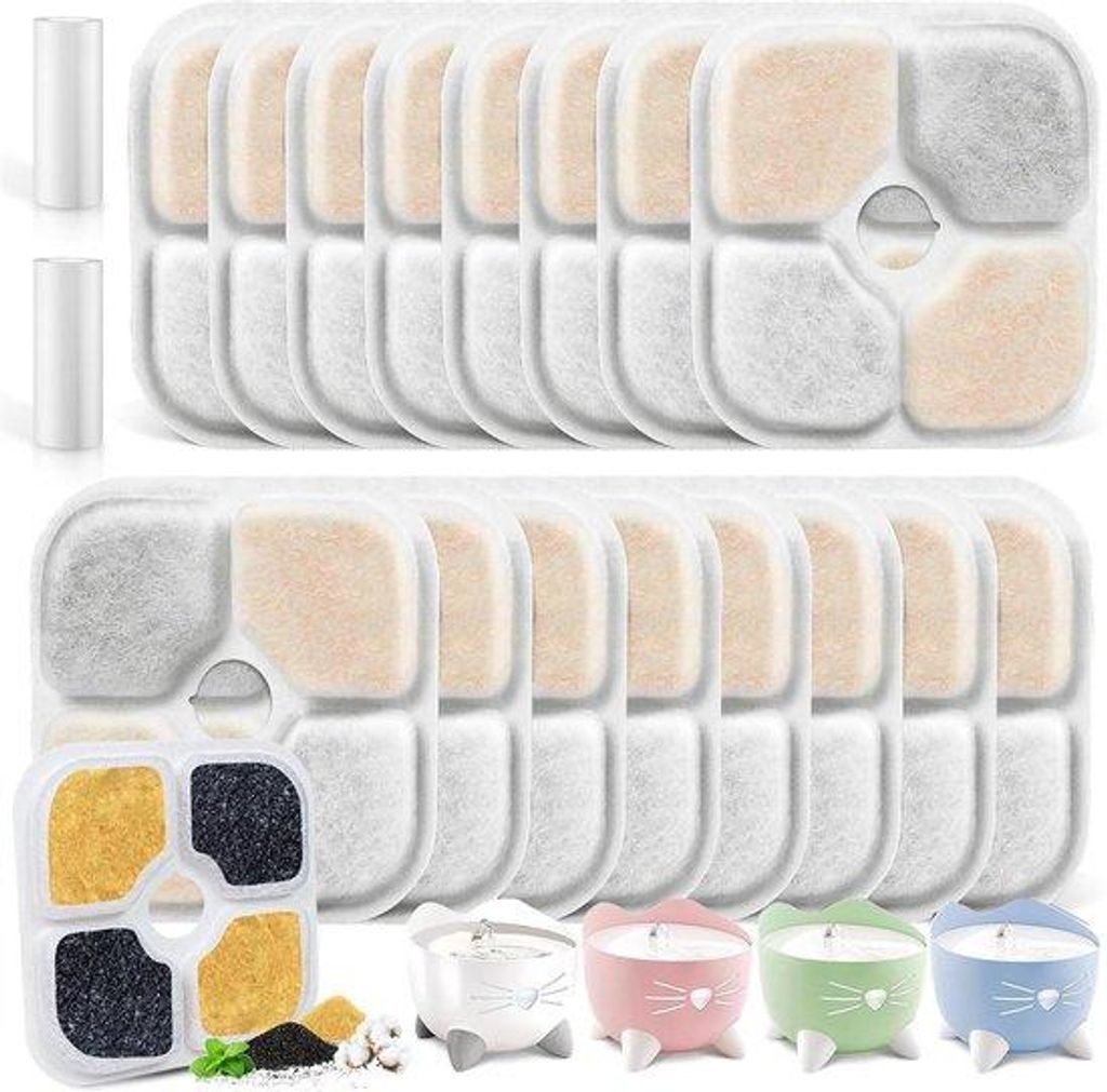 Kattendrinkfilter 18-pack, L-filter mit 2 Schläuchen, dreifach Filter-System mit Harz und Aktivkohle