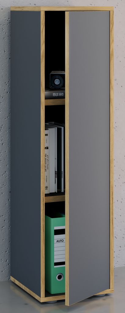 VCM Holz Büroschrank Ordner Aktenschrank Büromöbel Schrank Salia 3-fach Breite 30 cm Drehtür