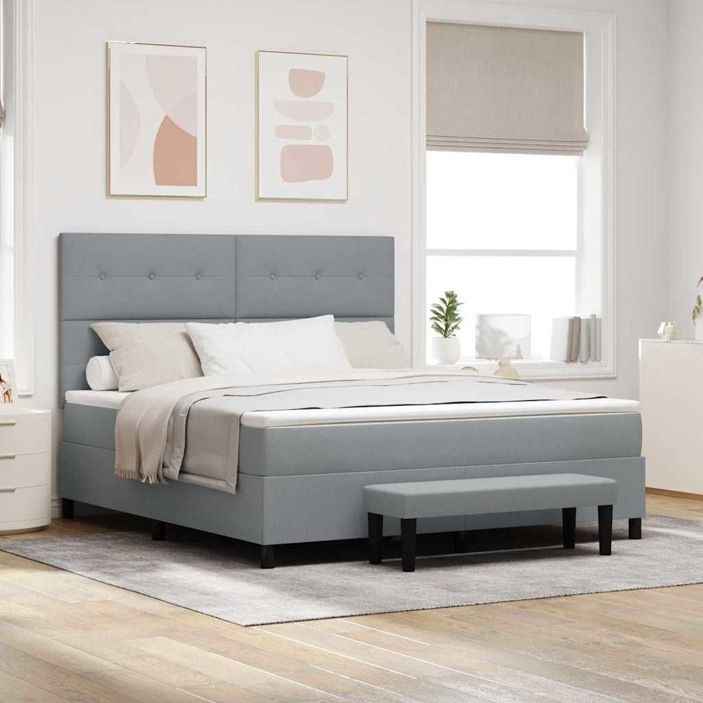 Maison Exclusive - Boxspringbett mit Kopfteil Hellgrau 180 x 200 cm Stoff