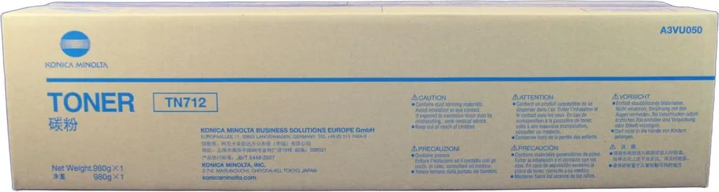 Toner Original Konica Minolta TN-712 Noir A3VU050 pour Bizhub 754e 654e