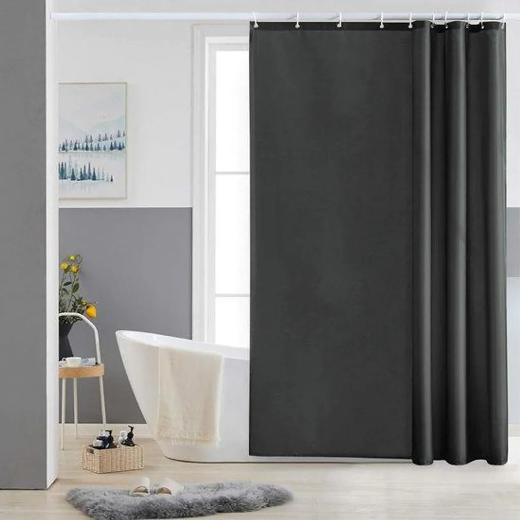 Rideau de douche anti-moisissure gris foncé, tissu polyester épais