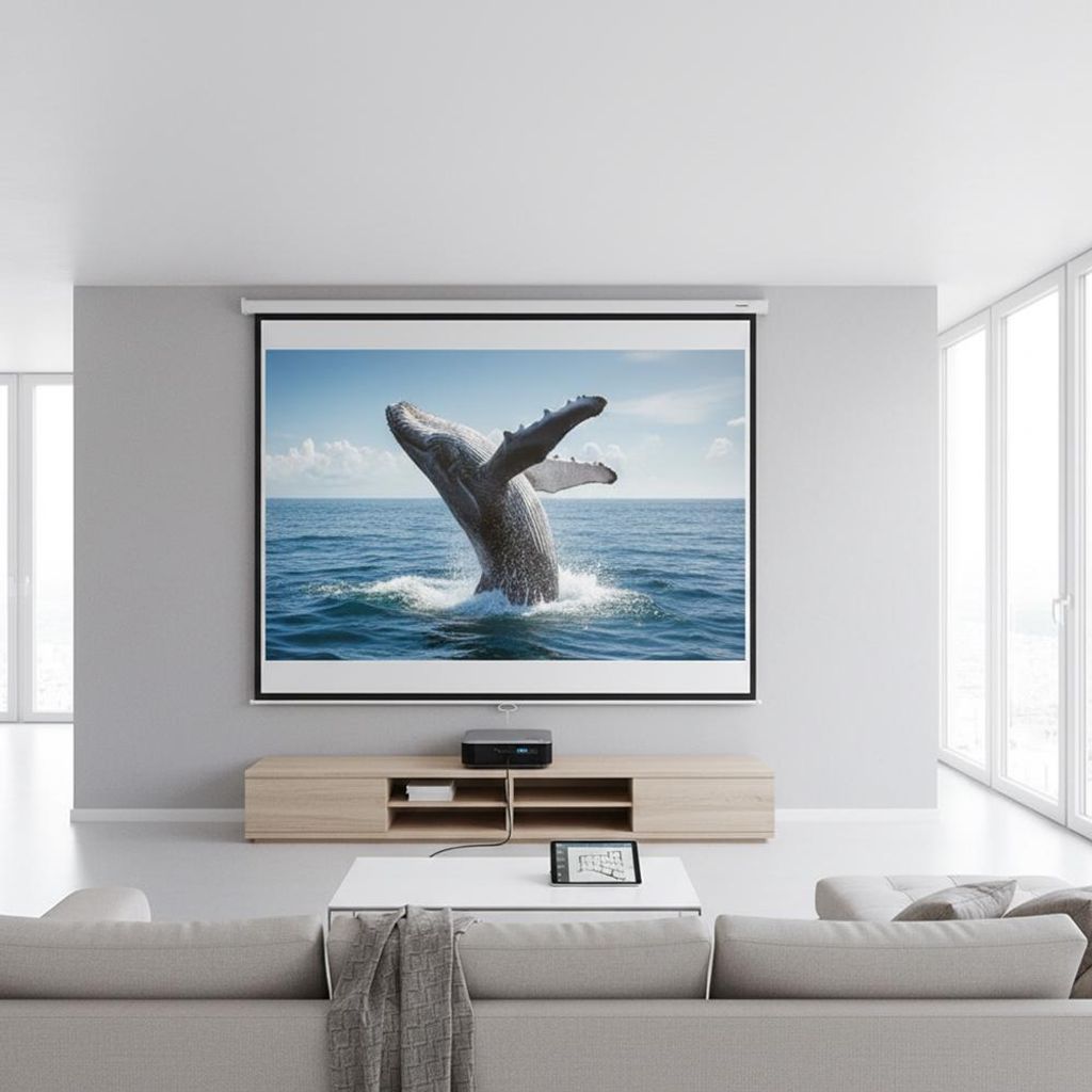Motorleinwand 203x203 cm mit Funk? & Kabel?Fernbedienung Produktbild 