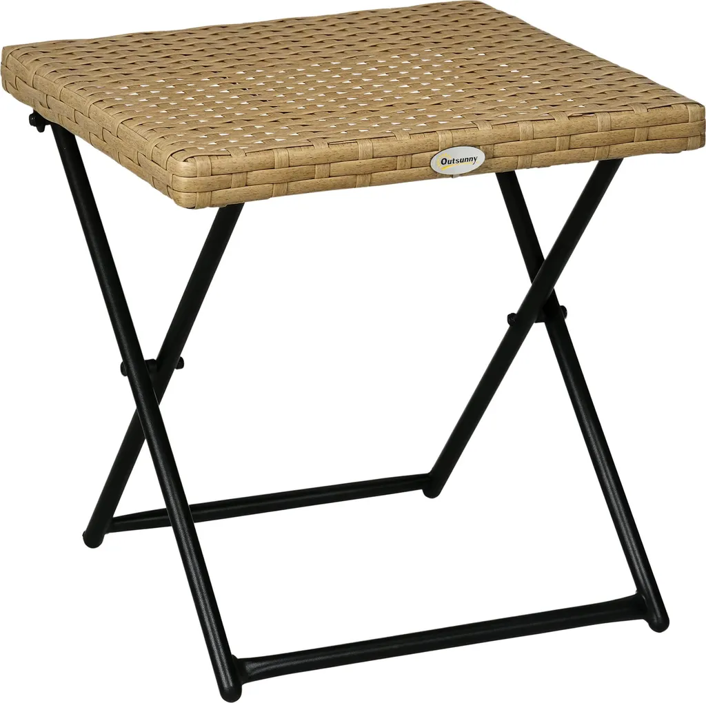 Table basse de jardin en résine tressée pliable et structure acier 40cm