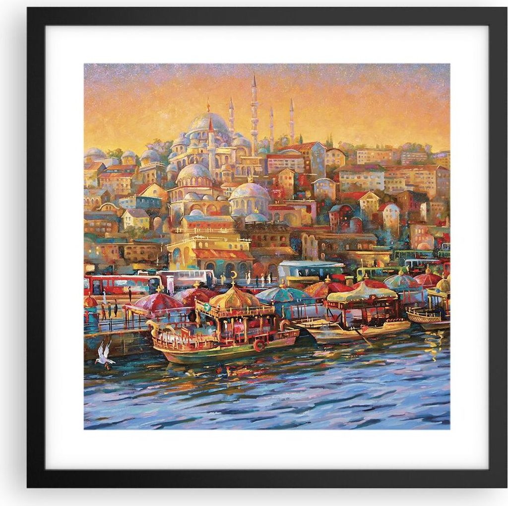 Gerahmtes Poster - Schwarzer Rahmen - Farben Stadt Türkei - 40x40 cm - Wand Bild - Wanddeko - Wandbilder - Kunstposter - Wandposter - Bilderrahmen...