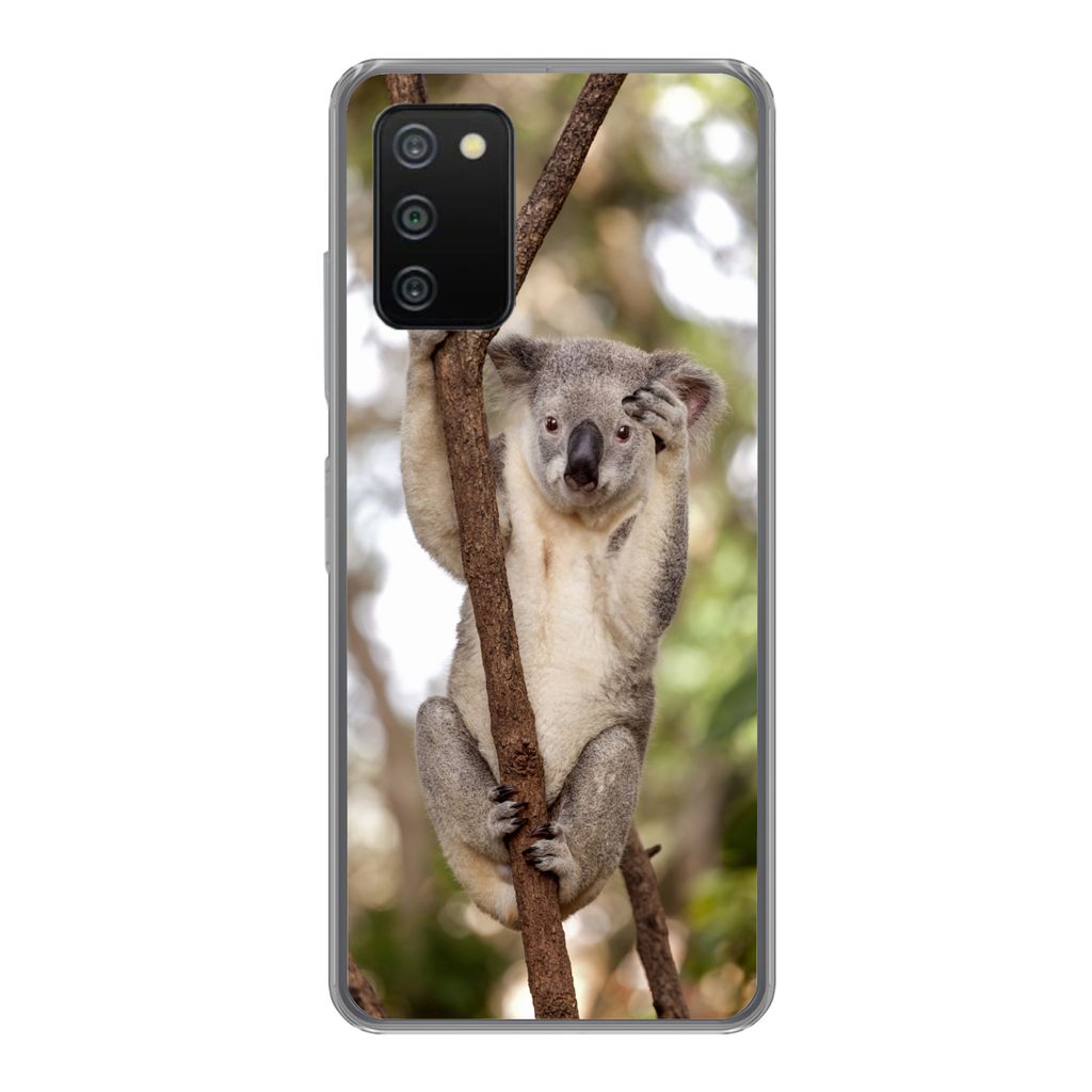 MuchoWow Handyhülle Schutzhülle Hülle für Samsung Galaxy A03s Koala - Äste - Tier - Kinder - Jungen - Mädchen Silikon Softcase Handy Hülle...
