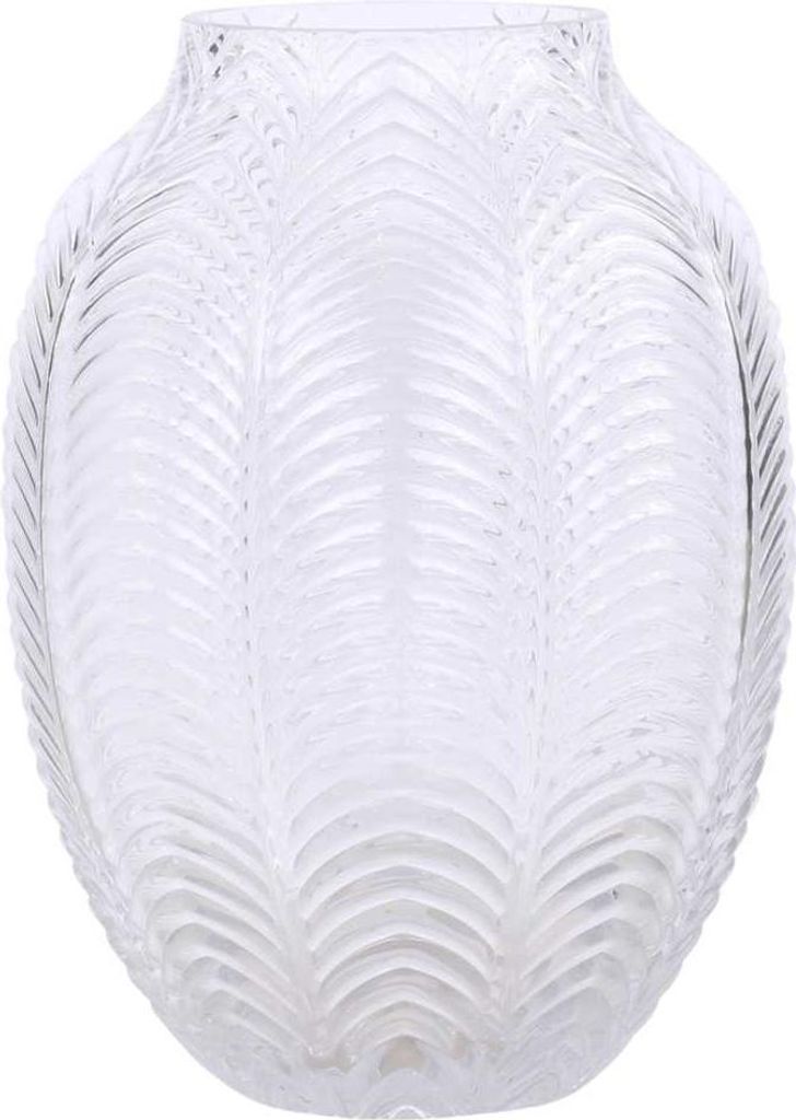 Chic Antique Vase Glas mit Blatt Muster 18x14 cm Blumenvase