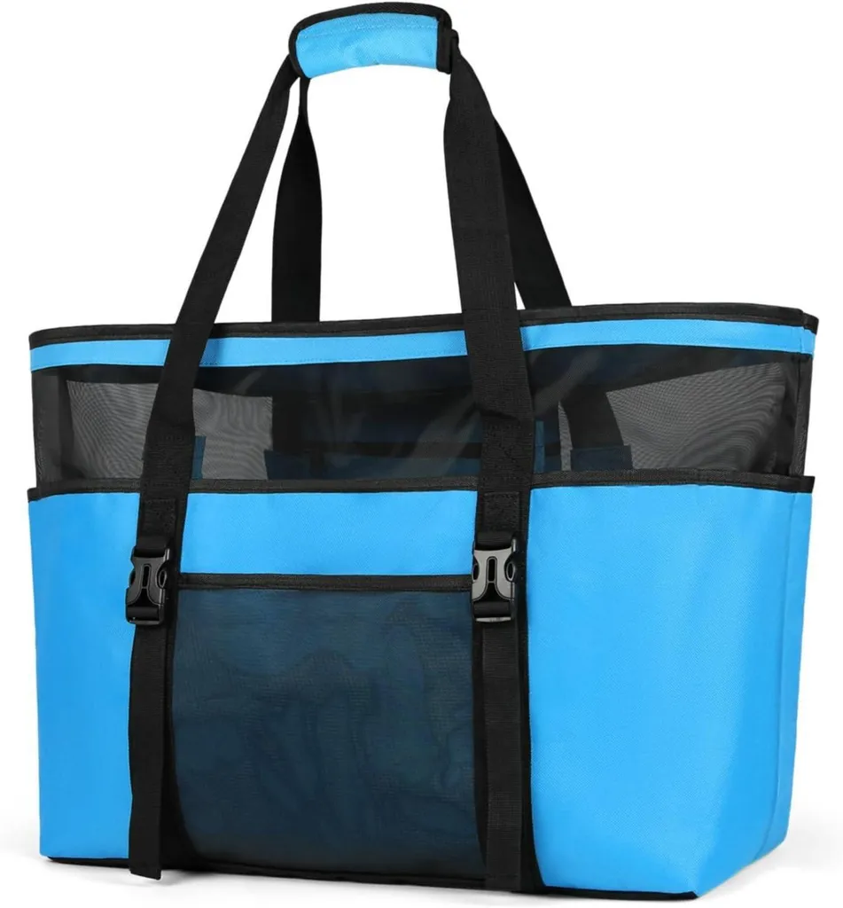 Sac de plage XXL femme bleu idéal vacances famille et bord de mer