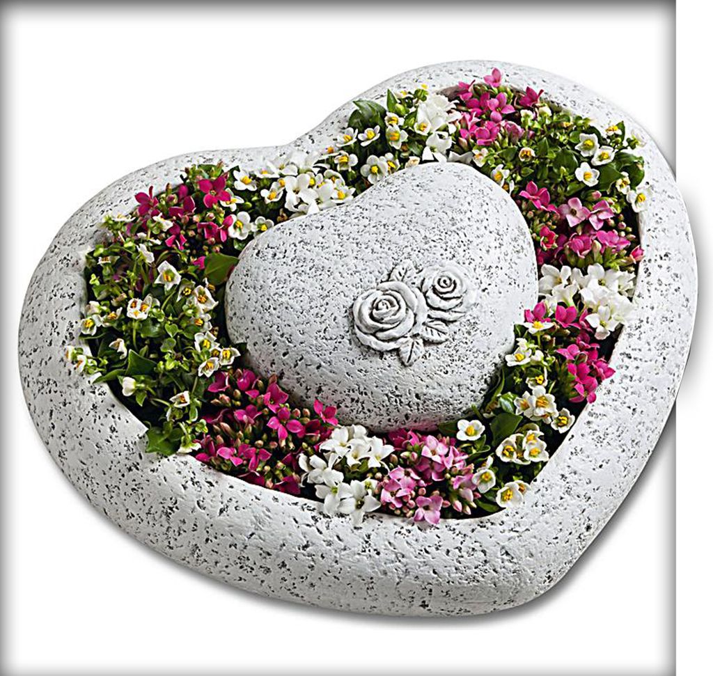 Pflanzschale Pflanzgefäss Herz Garten Blume Grab Rose Produktbild 