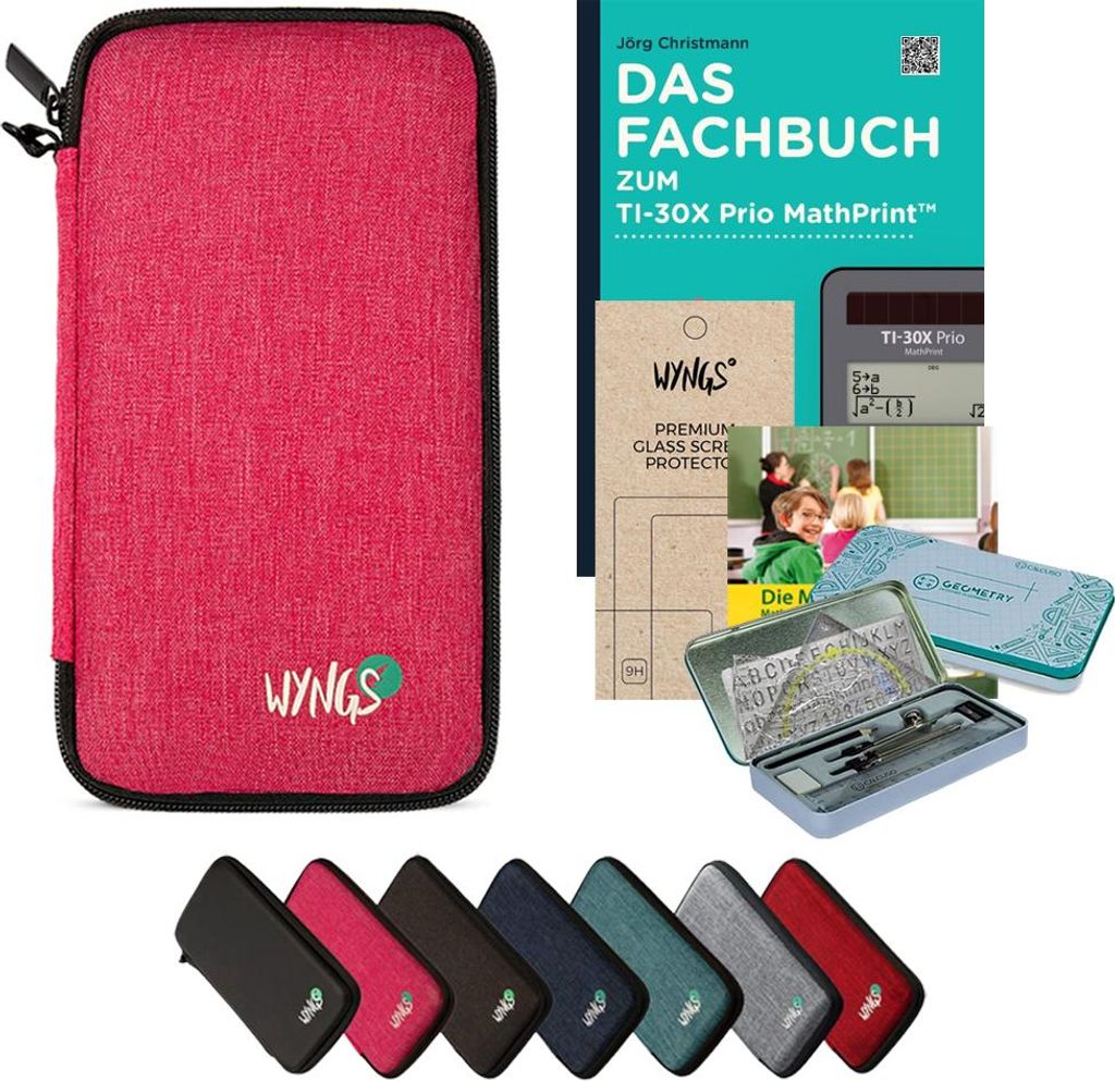 CALCUSO Zubehör Streberpaket Pink kompatibel für Taschenrechner TI-30X Prio MathPrint