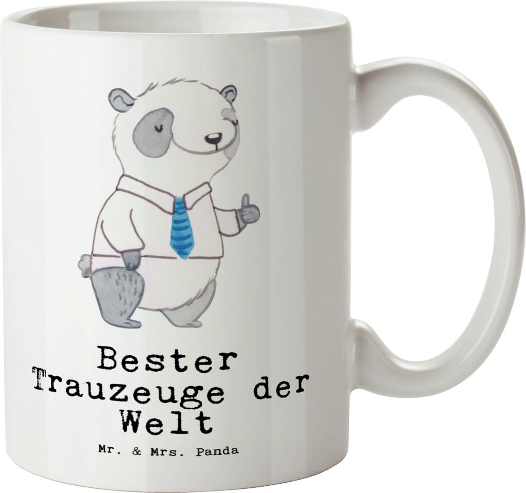 Mr. & Mrs. Panda tasse mit henkel Panda Bester Trauzeuge der Welt - Weiß - Geschenk, Dankeschön, steingut, Pott, Große Teetasse, Hochzeit, Gesch...
