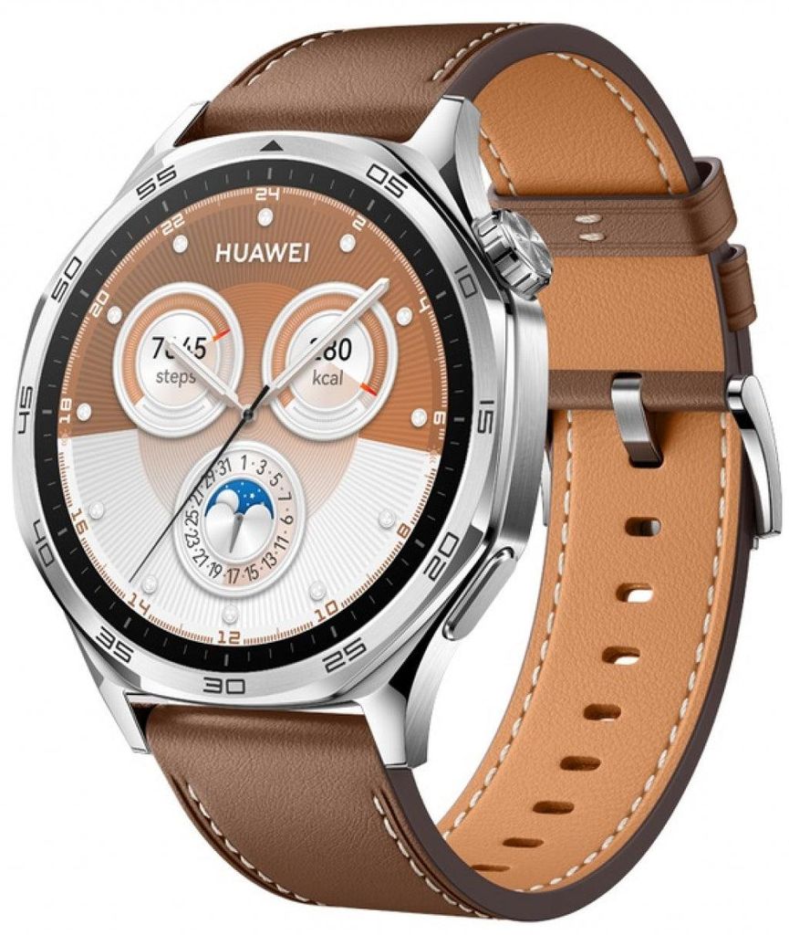 Huawei Watch GT 5 46 mm - Silver + Brown Composite Leather Image du produit 