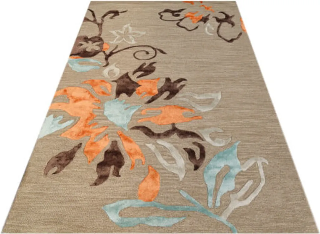 Tapis Décoratif Fleurs KF-124 Beige 153x244 cm pour Salon et Bureau