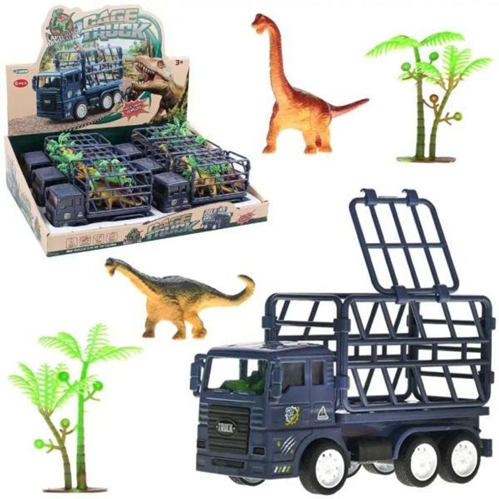 Transport-LKW mit Käfig und Dinosaurier MIX