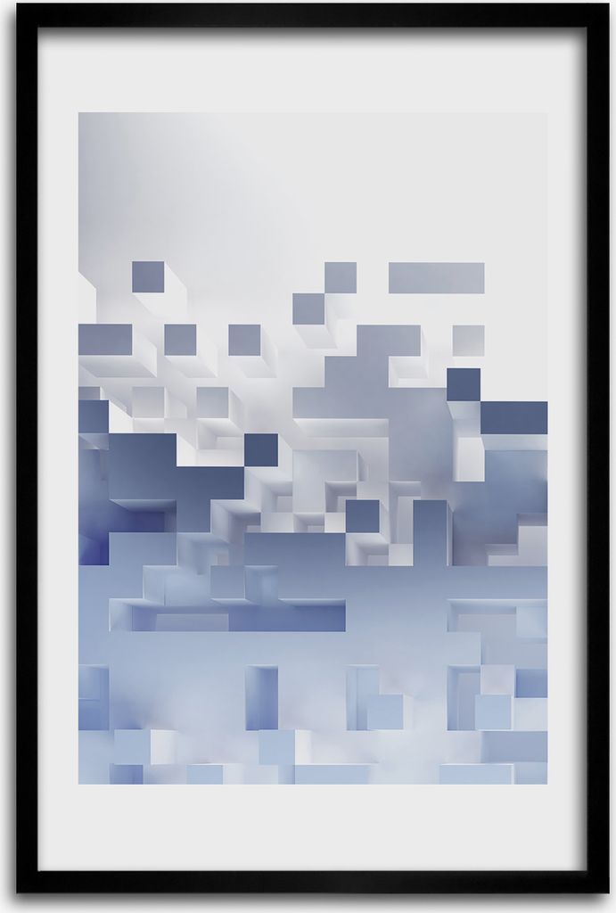 Bild - Bilderrahmen - 40 cm x 60 cm - MDF - Rahmen - Wandkunst - Würfel Abstraktion