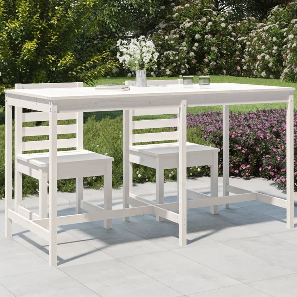 Maison Exclusive - Gartentisch Weiß 203,5x90x110 cm Massivholz Kiefer