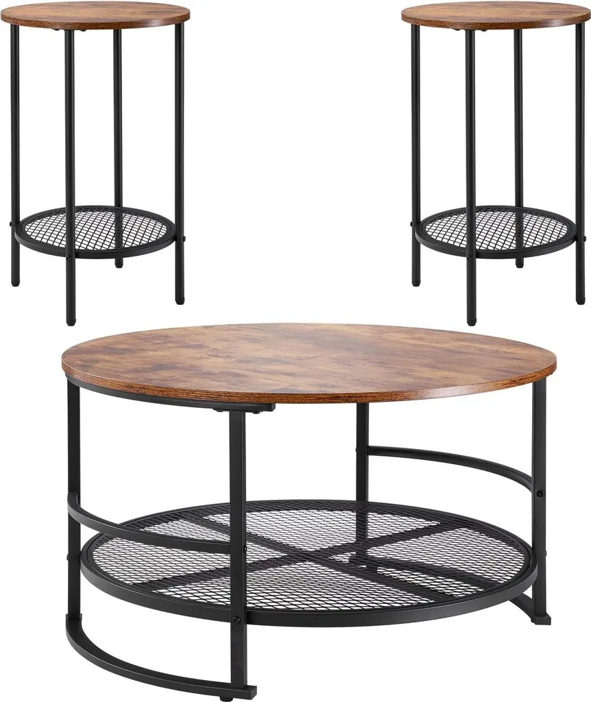 Table basse de salon peu encombrante - Set de 3 tables modulables - 10